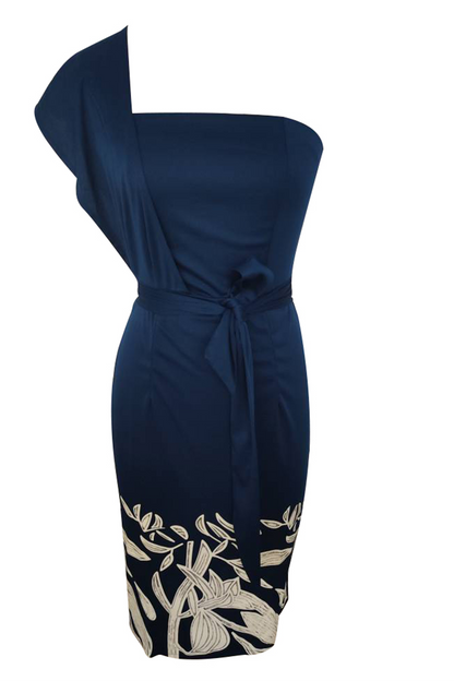 Print Split Joint One Shoulder Pencil Skirt Dresses(3 Colors)