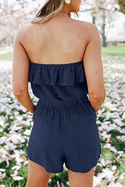 Flounce Strapless Straight Jumpsuits(5 Colors)
