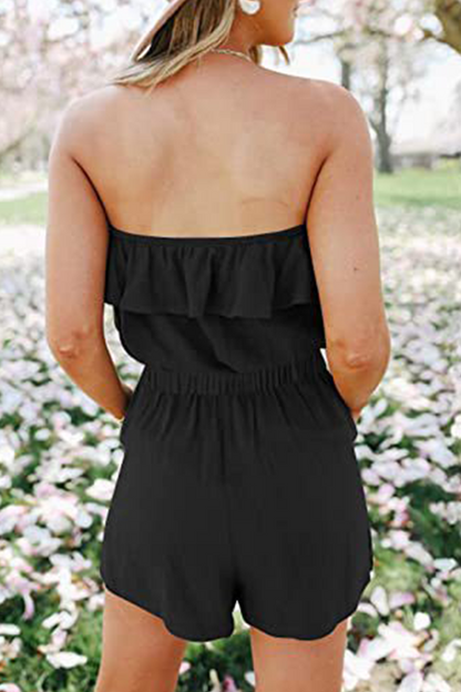 Flounce Strapless Straight Jumpsuits(5 Colors)
