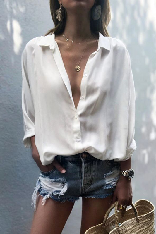 Patchwork Turndown Collar Blouses(8 Colors)