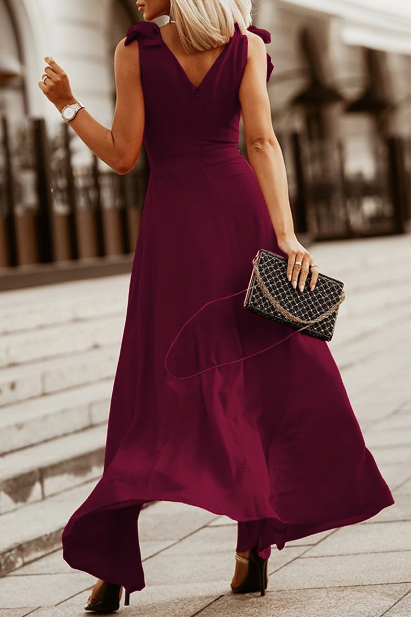 Bandage V Neck Cake Skirt Dresses