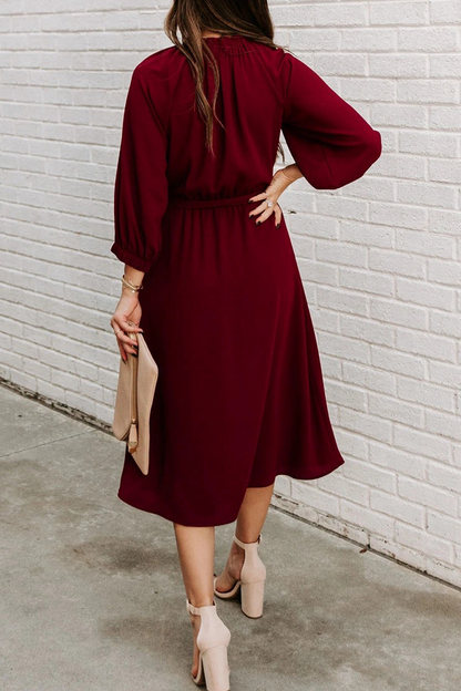 Patchwork O Neck Waist Skirt Dresses