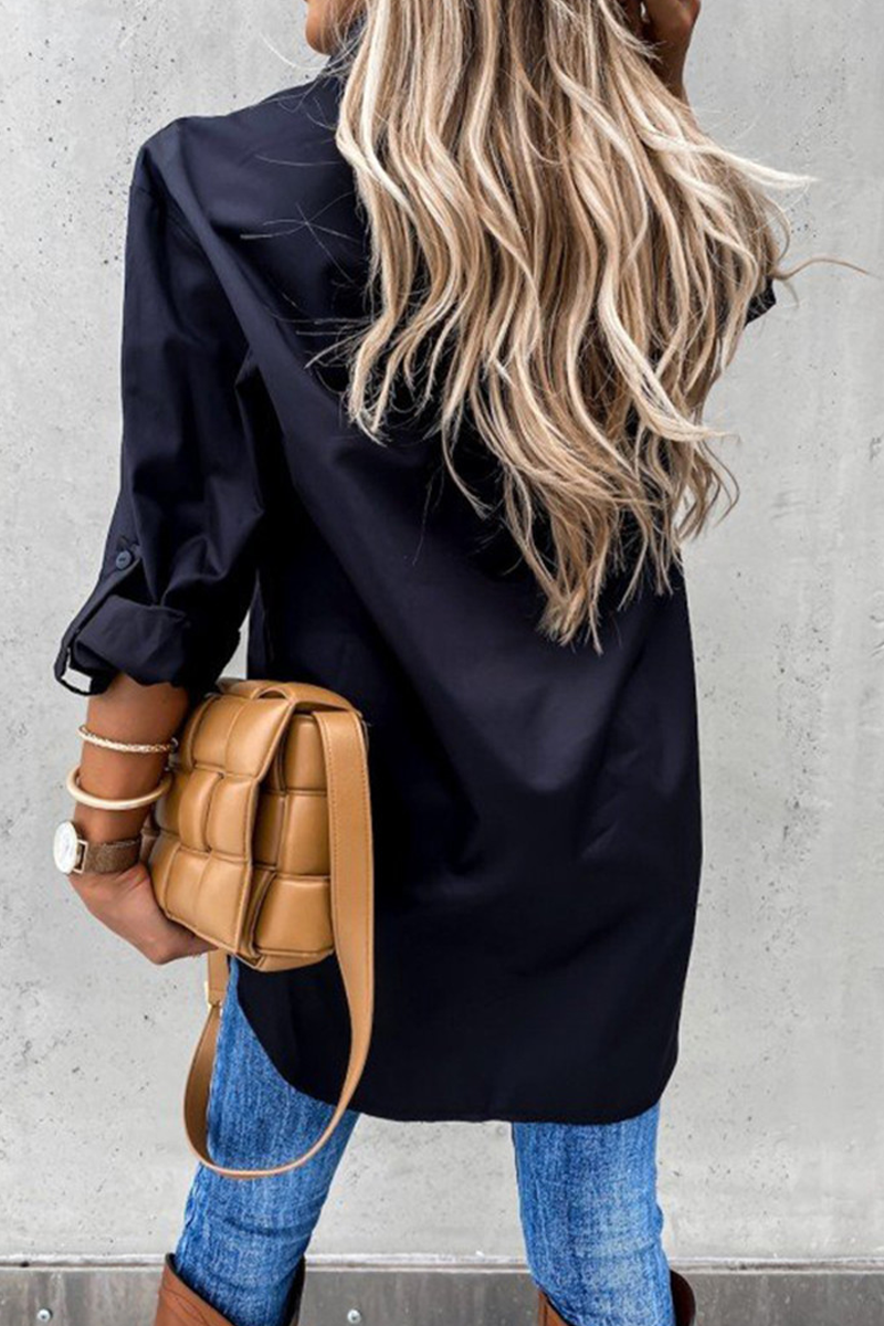Patchwork Turndown Collar Blouses