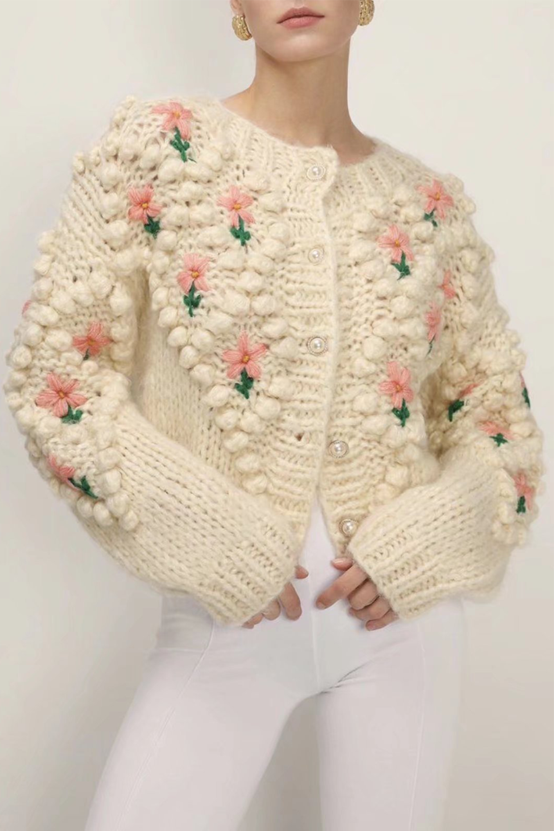 Patchwork Hollowed Out Cardigan Collar Sweaters