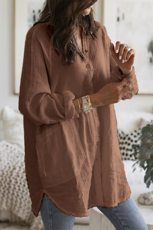 Patchwork Turndown Collar Blouses(3 Colors)