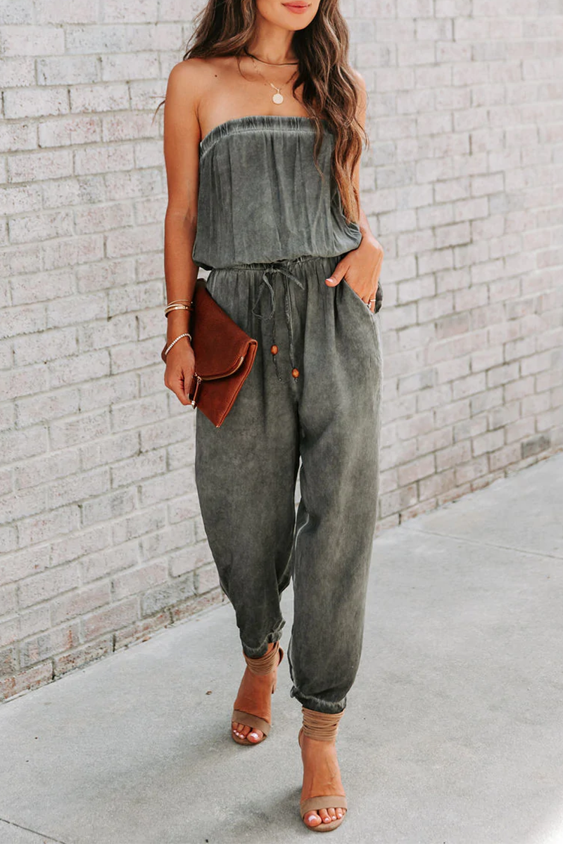 Patchwork One Shoulder Harlan Jumpsuits