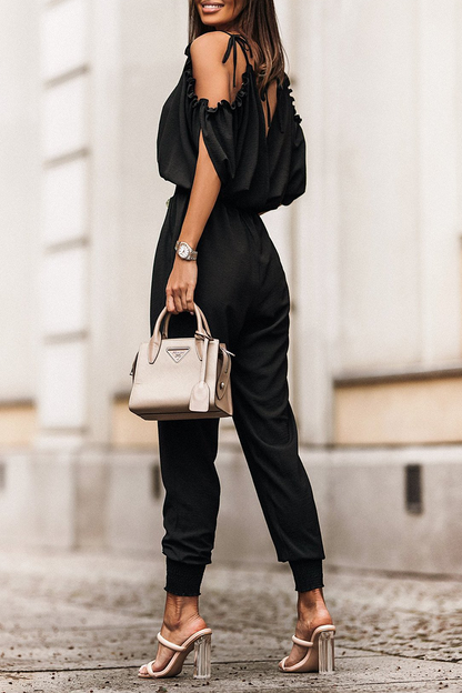 Patchwork V Neck Harlan Jumpsuits