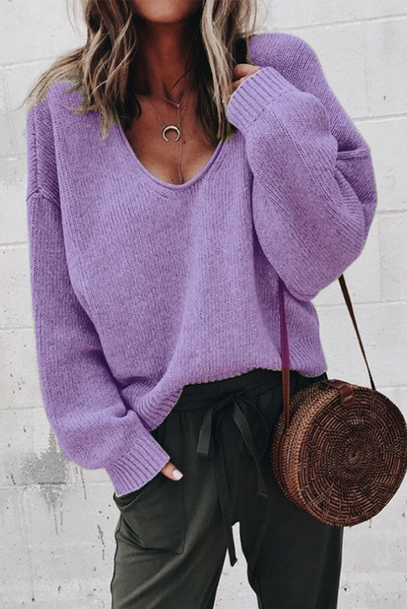 Patchwork U Neck Sweaters(7 Colors)