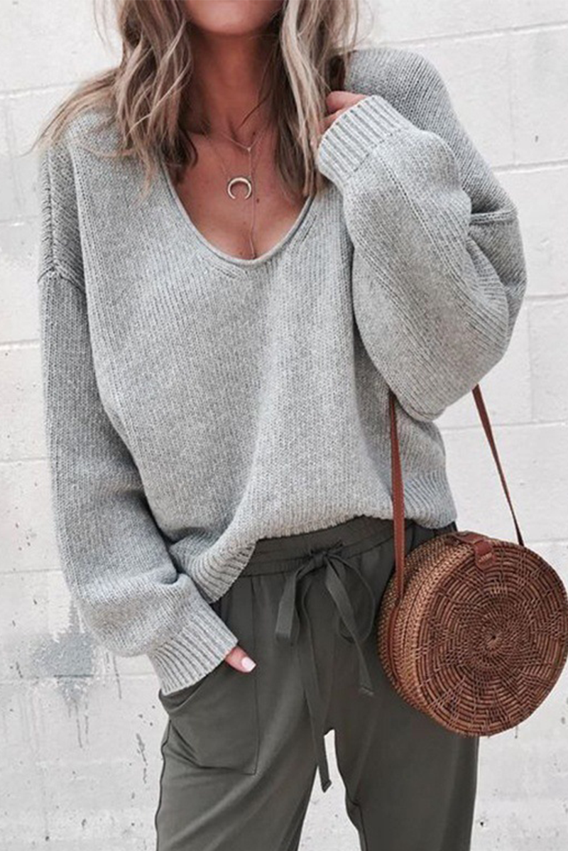 Patchwork U Neck Sweaters(7 Colors)