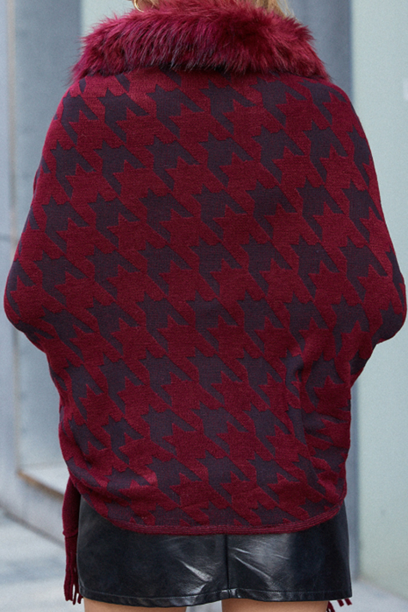 Plaid Tassel Cardigan Collar Outerwear(4 Colors)