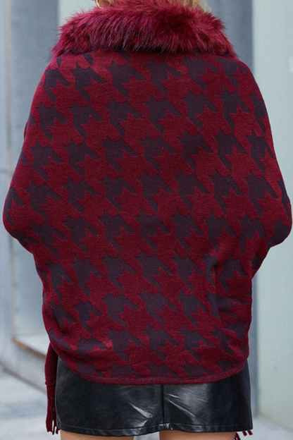 Plaid Tassel Cardigan Collar Outerwear(4 Colors)