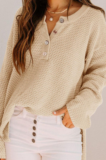 Buckle V Neck Sweaters(4 Colors)