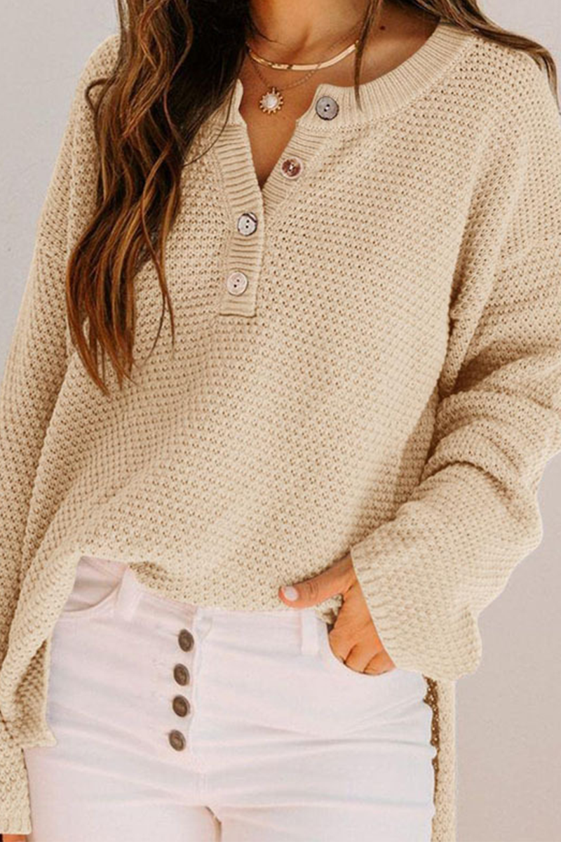 Buckle V Neck Sweaters(4 Colors)