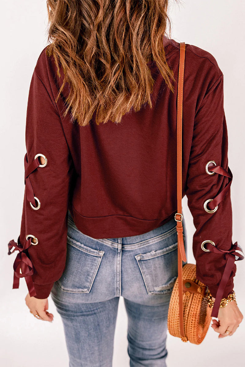 Bandage O Neck Hoodies(4 Colors)