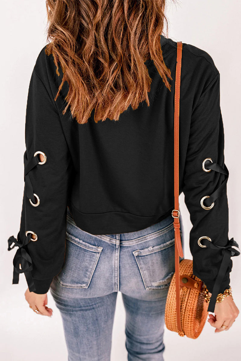 Bandage O Neck Hoodies(4 Colors)