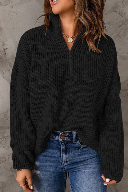 Zipper Zipper Collar Sweaters(8 Colors)