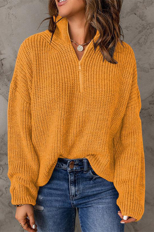 Zipper Zipper Collar Sweaters(8 Colors)