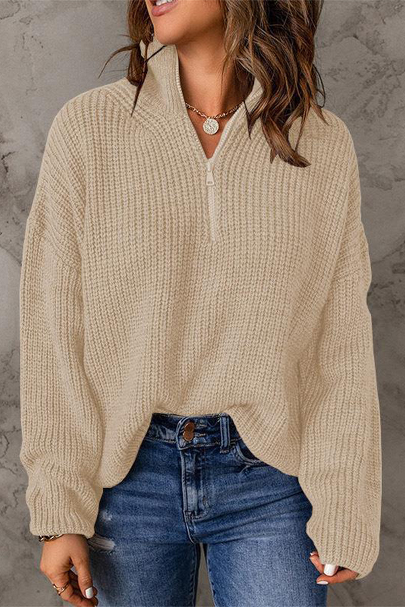 Zipper Zipper Collar Sweaters(8 Colors)
