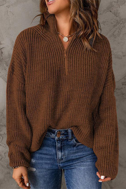 Zipper Zipper Collar Sweaters(8 Colors)