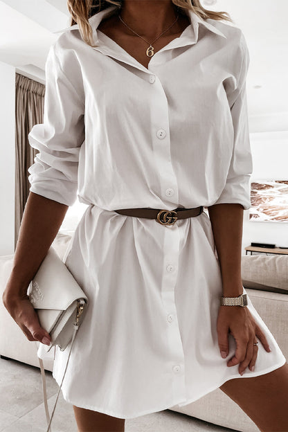 Patchwork Polo Collar One Step Skirt Dresses