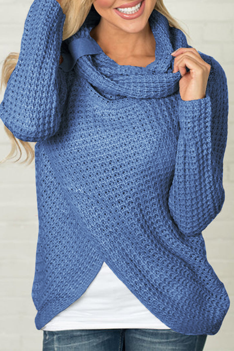 Patchwork Scarf Collar Sweaters(4 Colors)