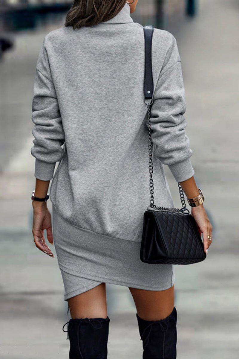 Color Half a Turtleneck One Step Skirt Dresses(5 Colors)