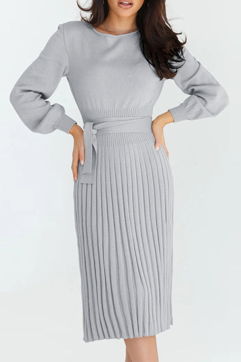 Bandage O Neck One Step Skirt Dresses(4 Colors)
