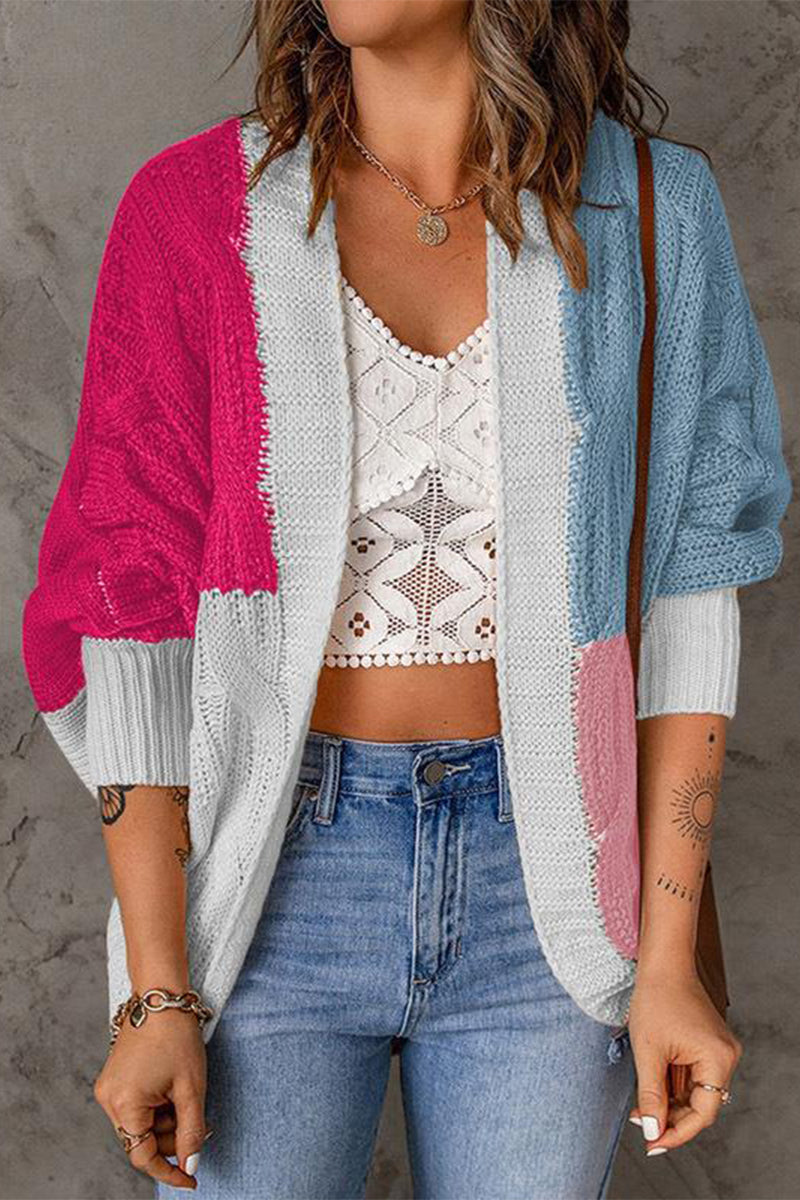 Color Block Contrast Cardigans(8 Colors)