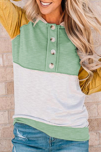 Color Block Contrast Mandarin Collar Hoodies