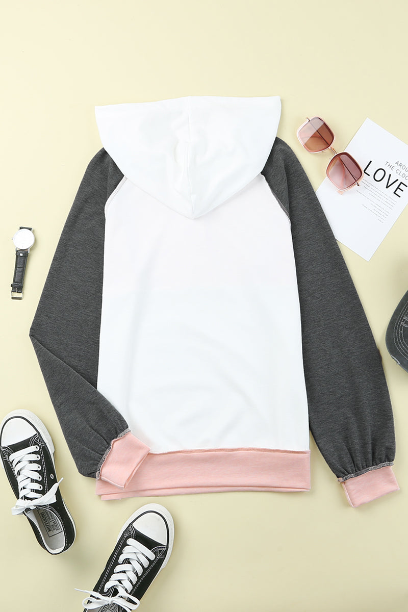 Color Block Contrast Mandarin Collar Hoodies
