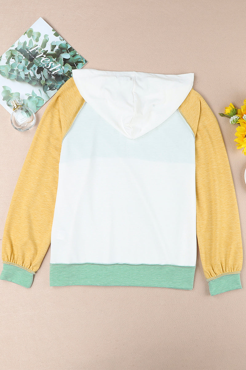Color Block Contrast Mandarin Collar Hoodies