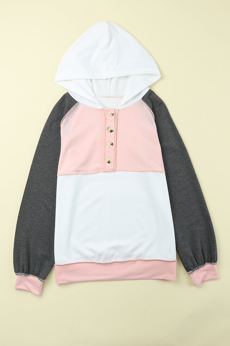 Color Block Contrast Mandarin Collar Hoodies