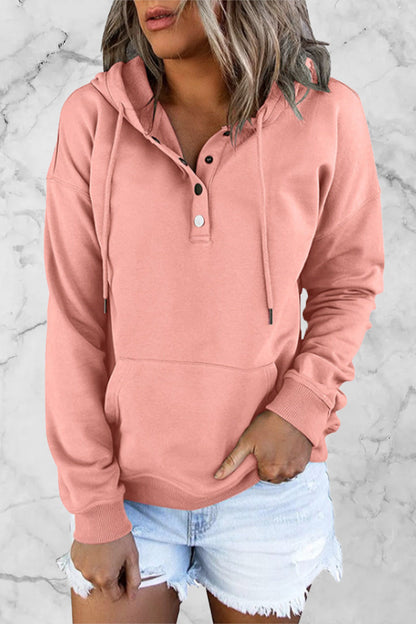 Buttons V Neck Hoodies(9 Colors)