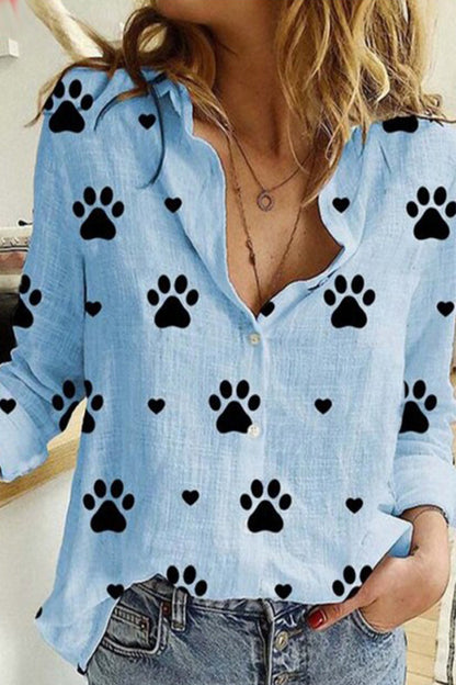 Polka Dot Patchwork Printing Turndown Collar Blouses(12 Colors)