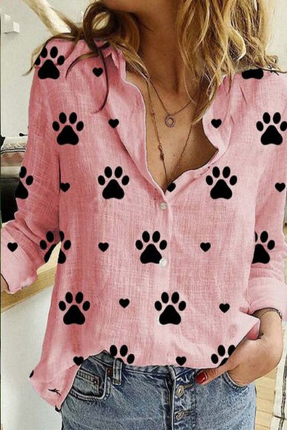 Polka Dot Patchwork Printing Turndown Collar Blouses(12 Colors)