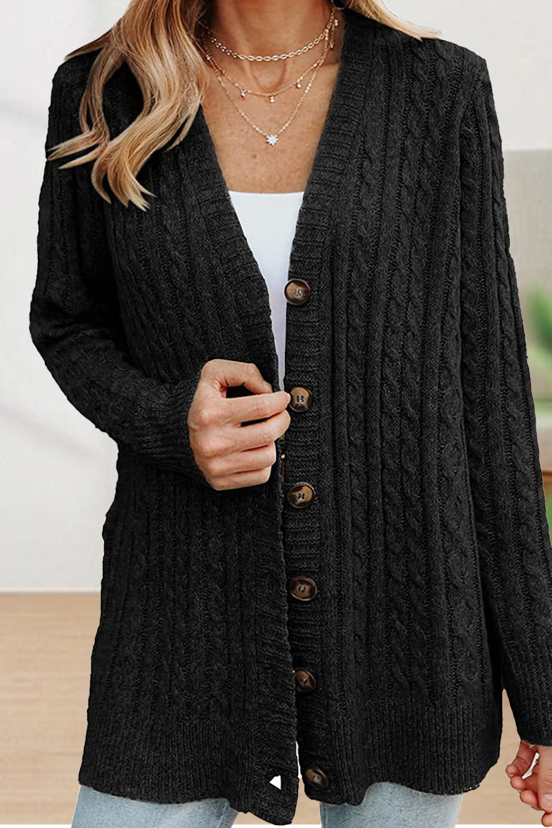 Buttons Color V Neck Cardigans(5 Colors)