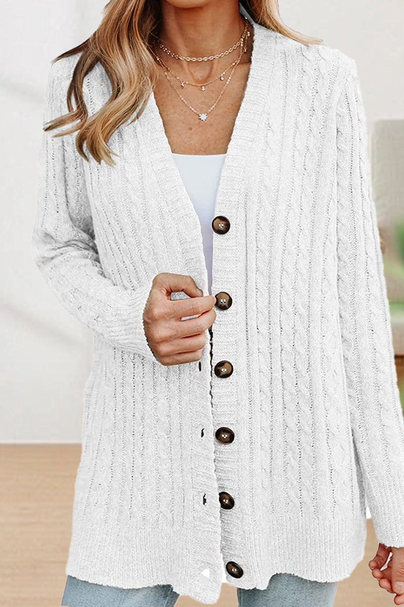 Buttons Color V Neck Cardigans(5 Colors)