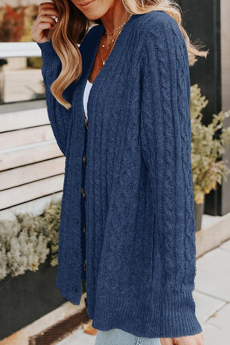 Buttons Color V Neck Cardigans(5 Colors)