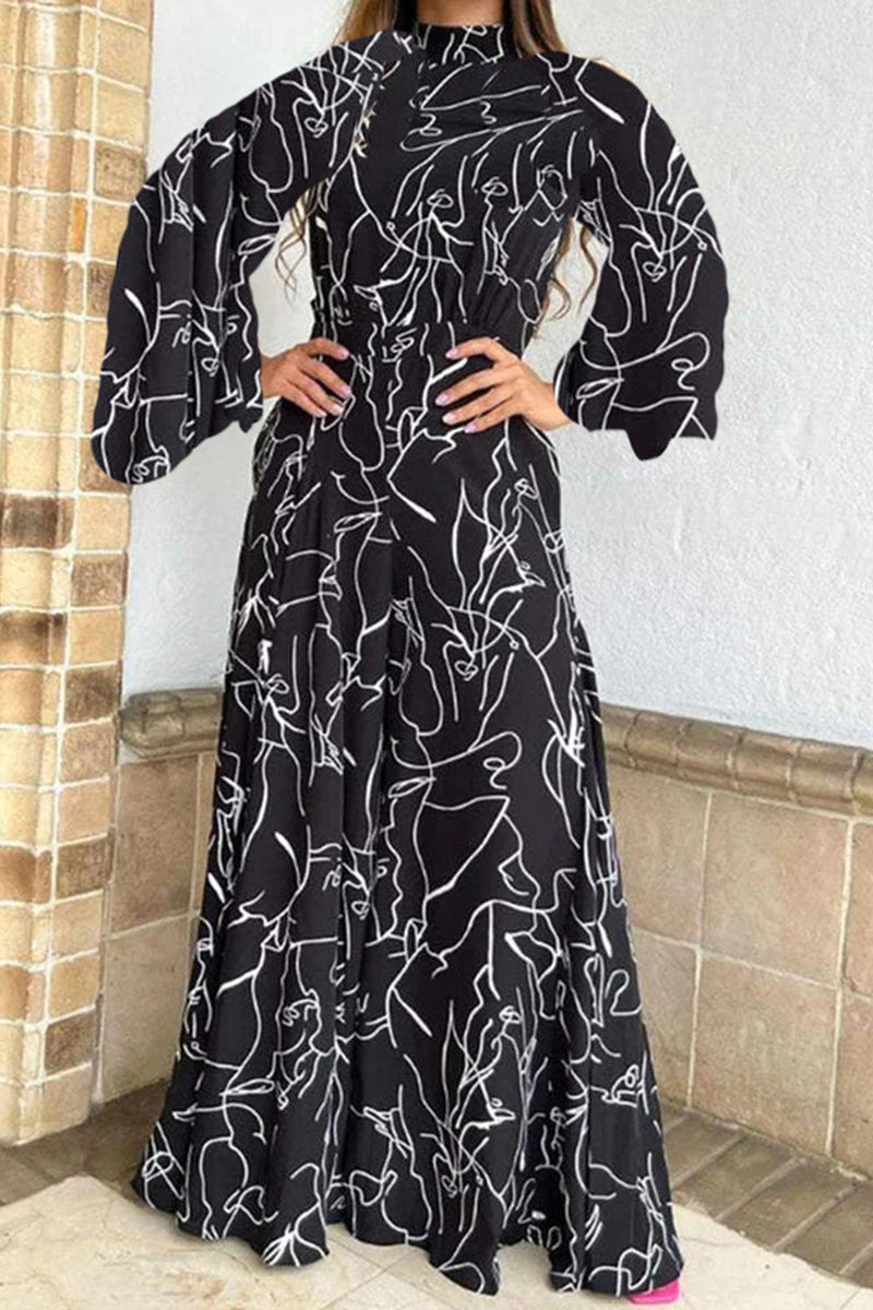 Print Patchwork Half a Turtleneck Regular Jumpsuits(8 Colors)