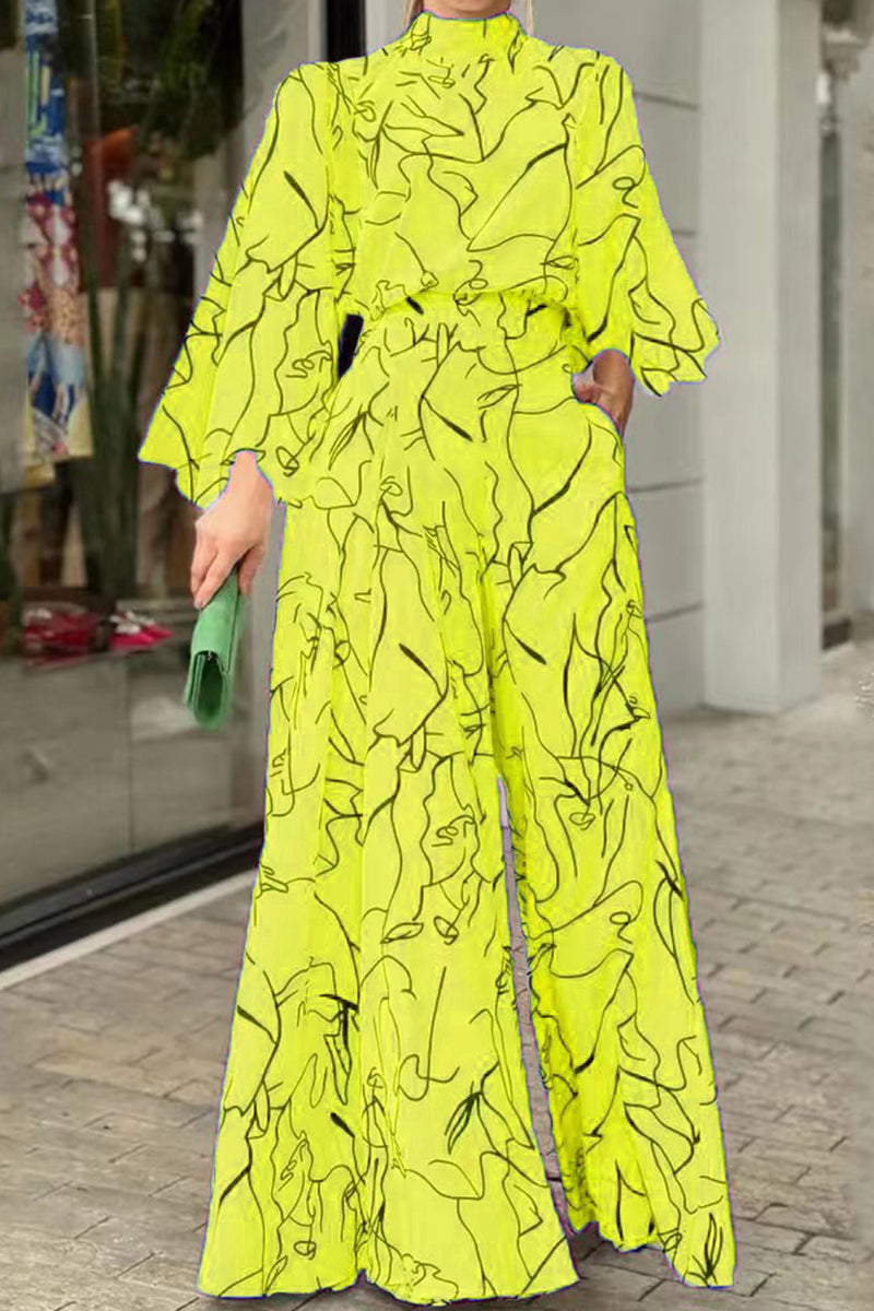 Print Patchwork Half a Turtleneck Regular Jumpsuits(8 Colors)