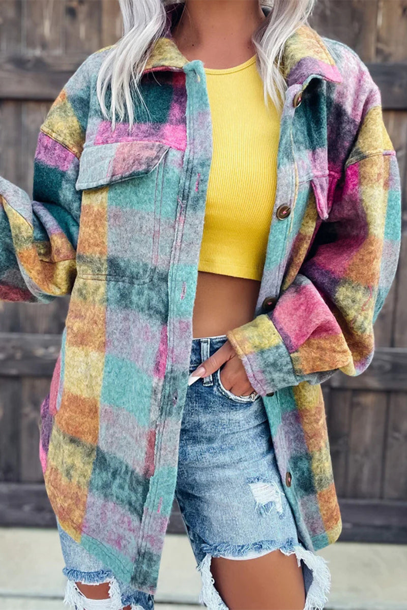 Street Print Printing Turndown Collar Blouses(3 Colors)