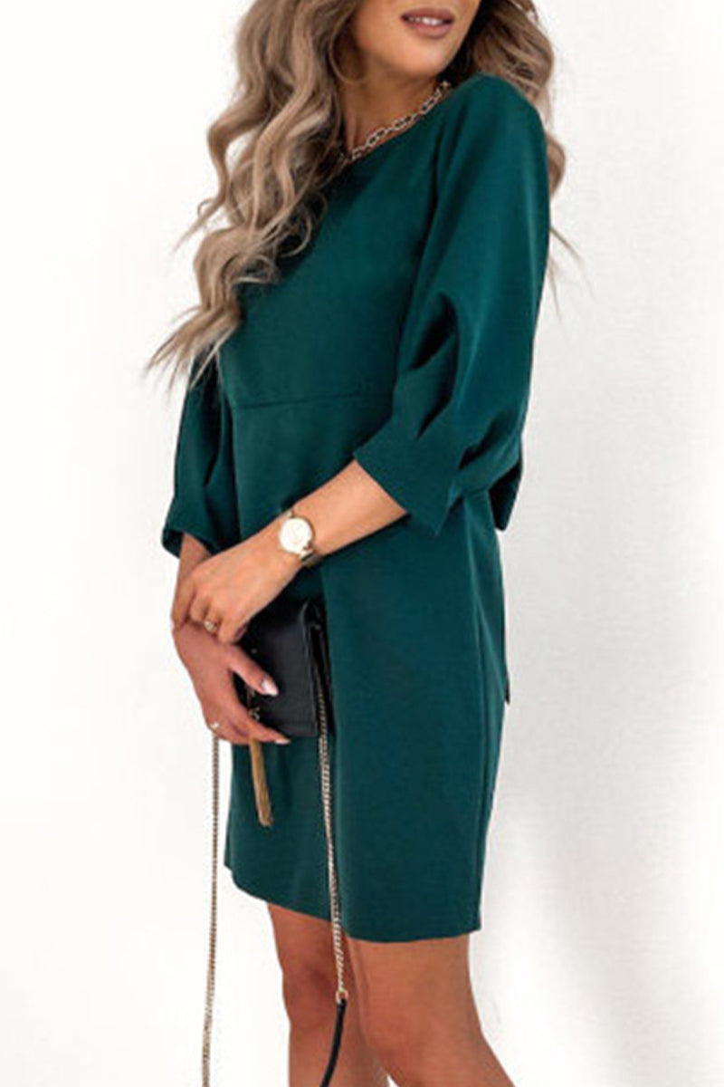 College With Bow O Neck Pencil Skirt Dresses