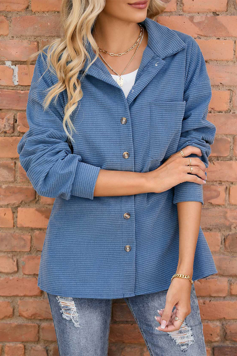 Pocket Buckle Buttons Turn-back Collar Sweaters(4 Colors)