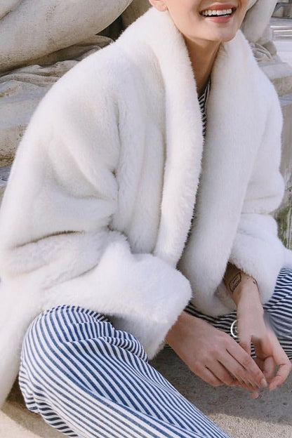 Without Belt Color Cardigan Collar Outerwear