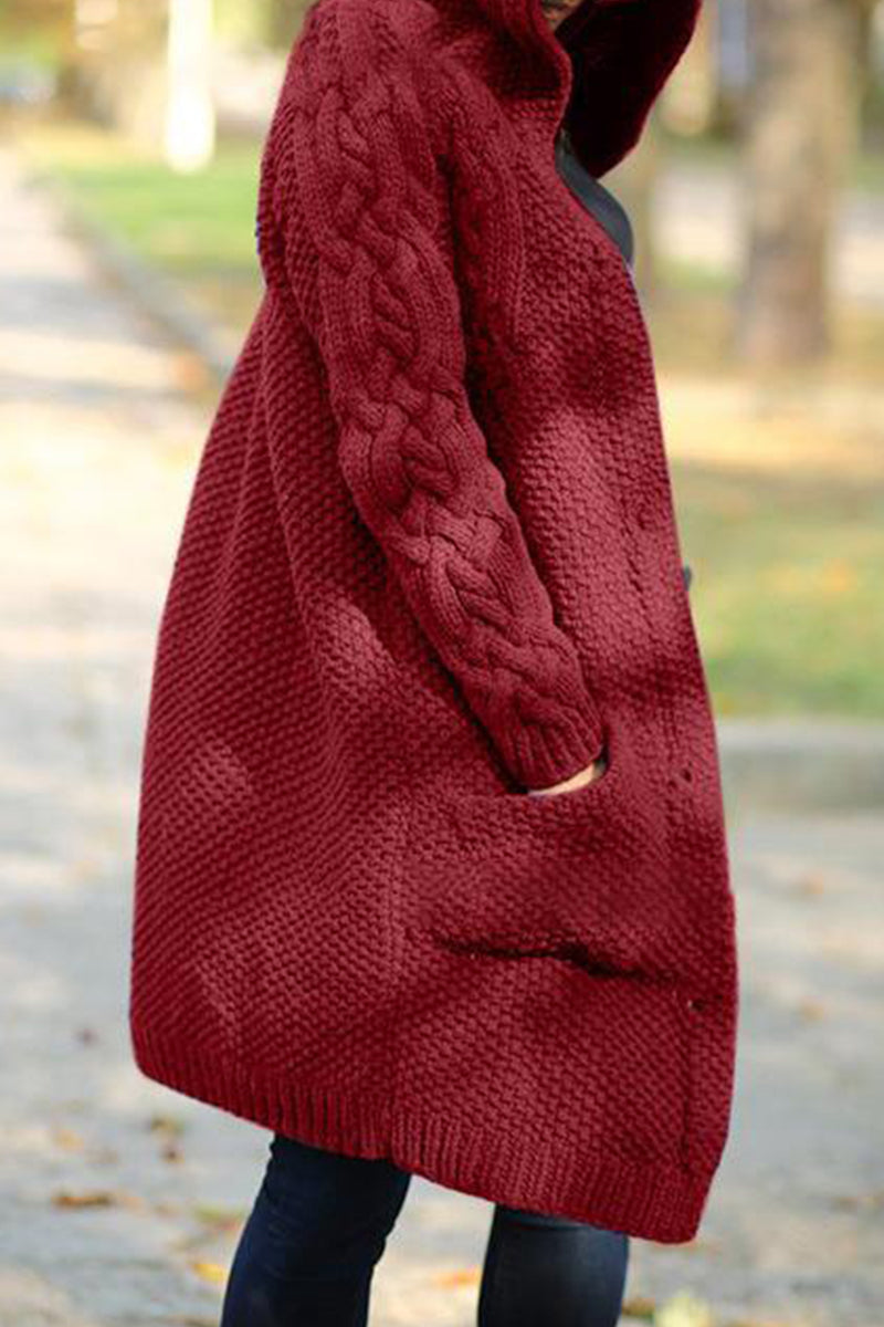 Pocket Color Hooded Collar Cardigans(8 Colors)