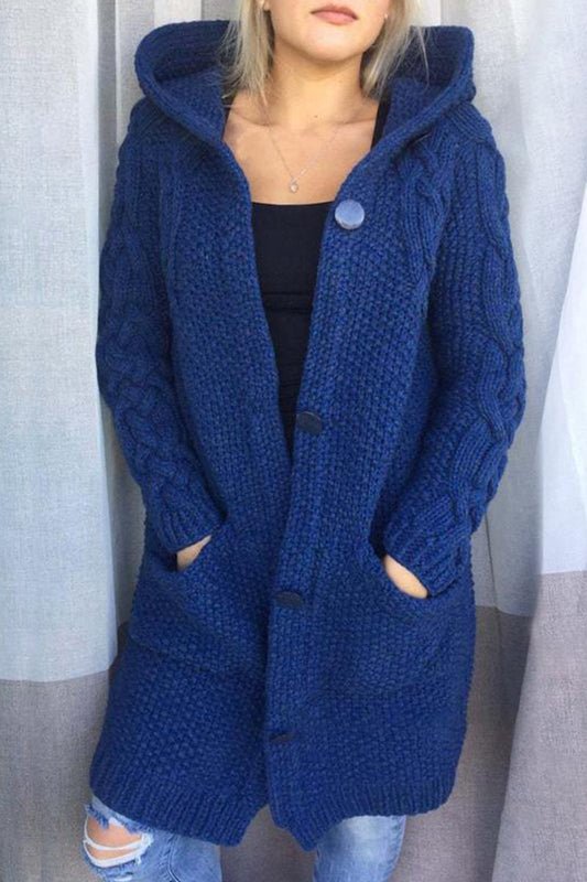Pocket Color Hooded Collar Cardigans(8 Colors)