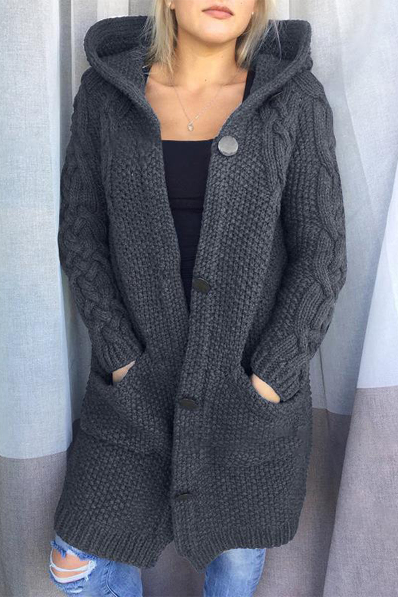 Pocket Color Hooded Collar Cardigans(8 Colors)