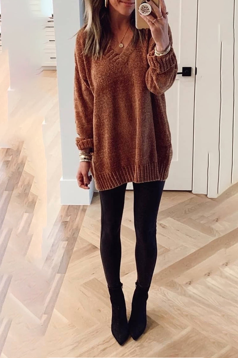 Color V Neck Sweaters(5 Colors)
