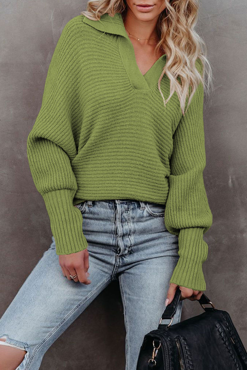 Color Turndown Collar Sweaters(7 Colors)