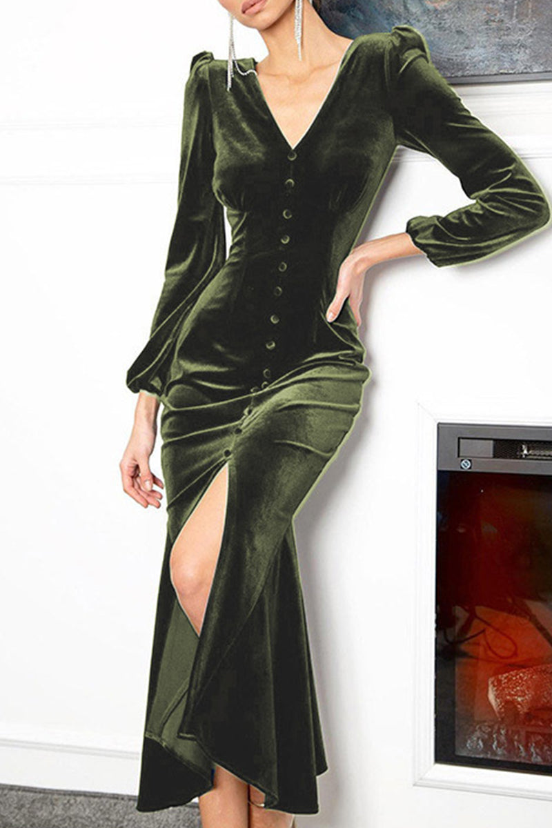 College V Neck Wrapped Skirt Dresses(8 Colors)